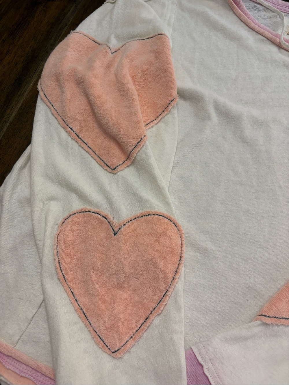 We the Free Long Sleeve Top with Pink Heart Elbow Patches - Picture 3 of 7